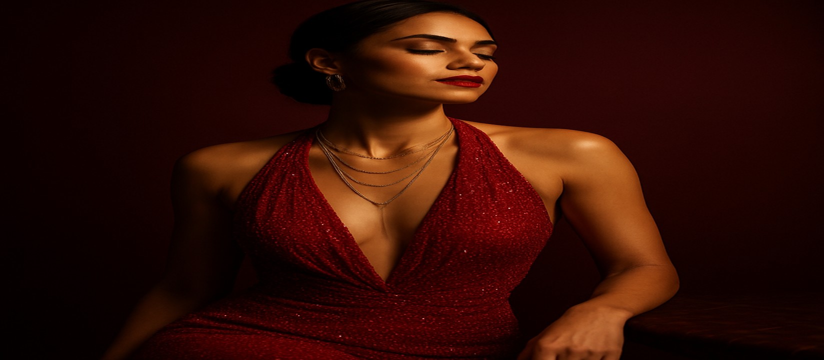 গেমিং প্ল্যাটফর্ম টেবিলে লাল পোশাক পরা এক নারী কর্মচারী